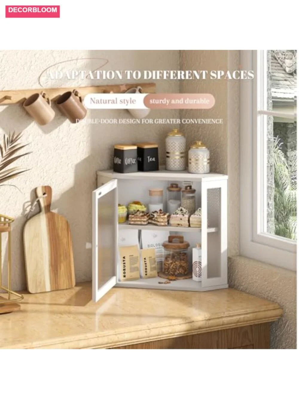 Large Capacity Double Layer Corner Bread Box with Bamboo Lid - Farmhouse